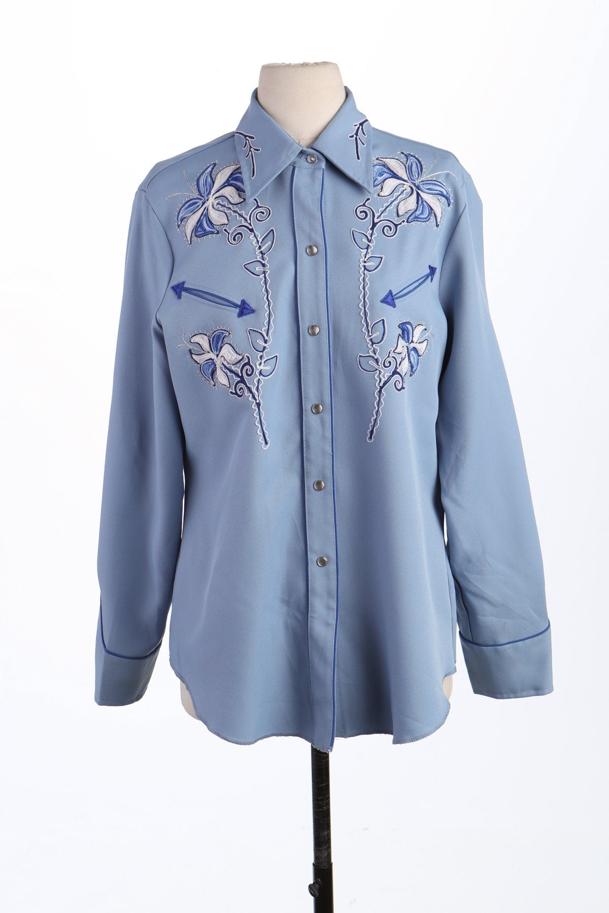 Vintage Men’s Blue Embroidered Western Top
