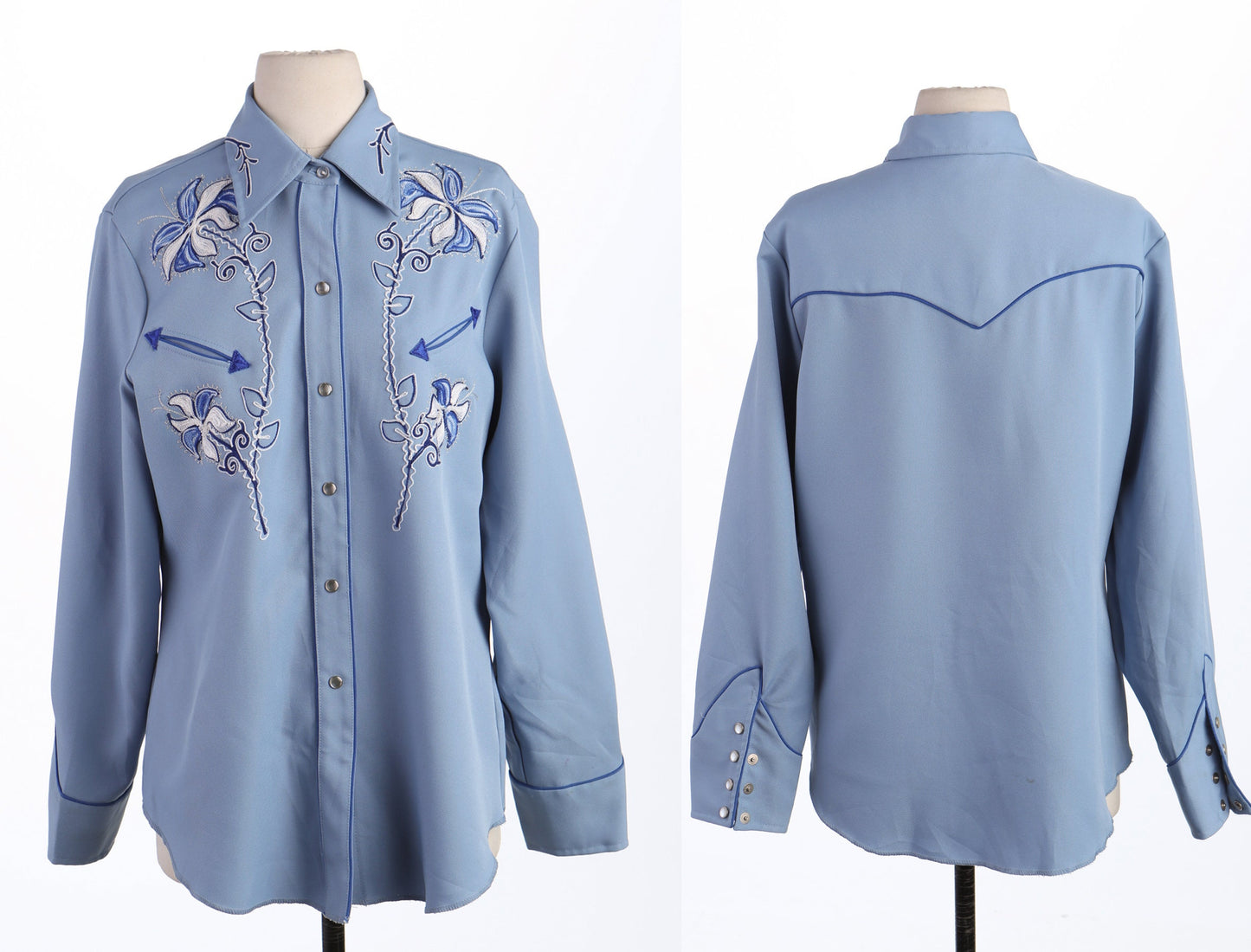 Vintage Men’s Blue Embroidered Western Top
