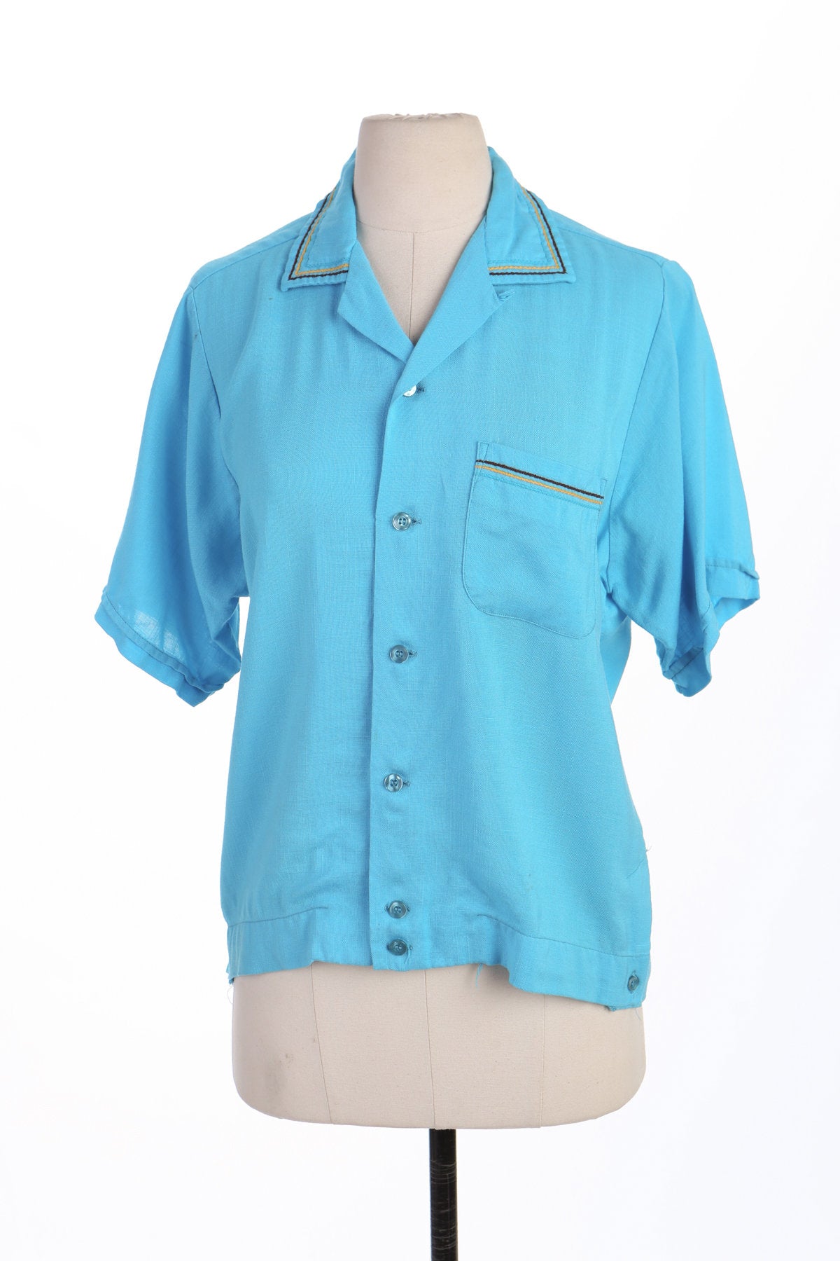 Vintage Blue Bowling Shirt - 50's - King Louie By Holiday