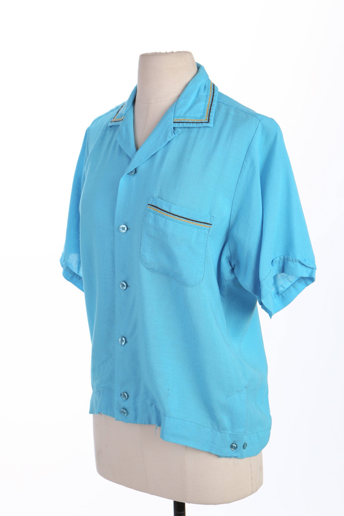 Vintage Blue Bowling Shirt - 50's - King Louie By Holiday