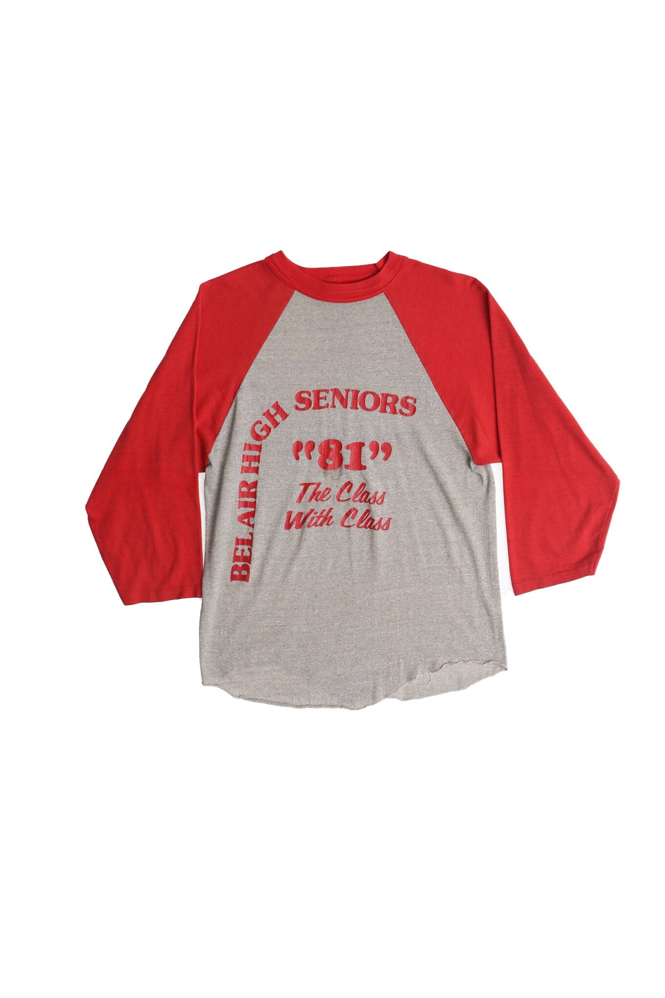 Vintage Bel Air High School 1981 Class Gray with Red Sleeves Graphic Shirt