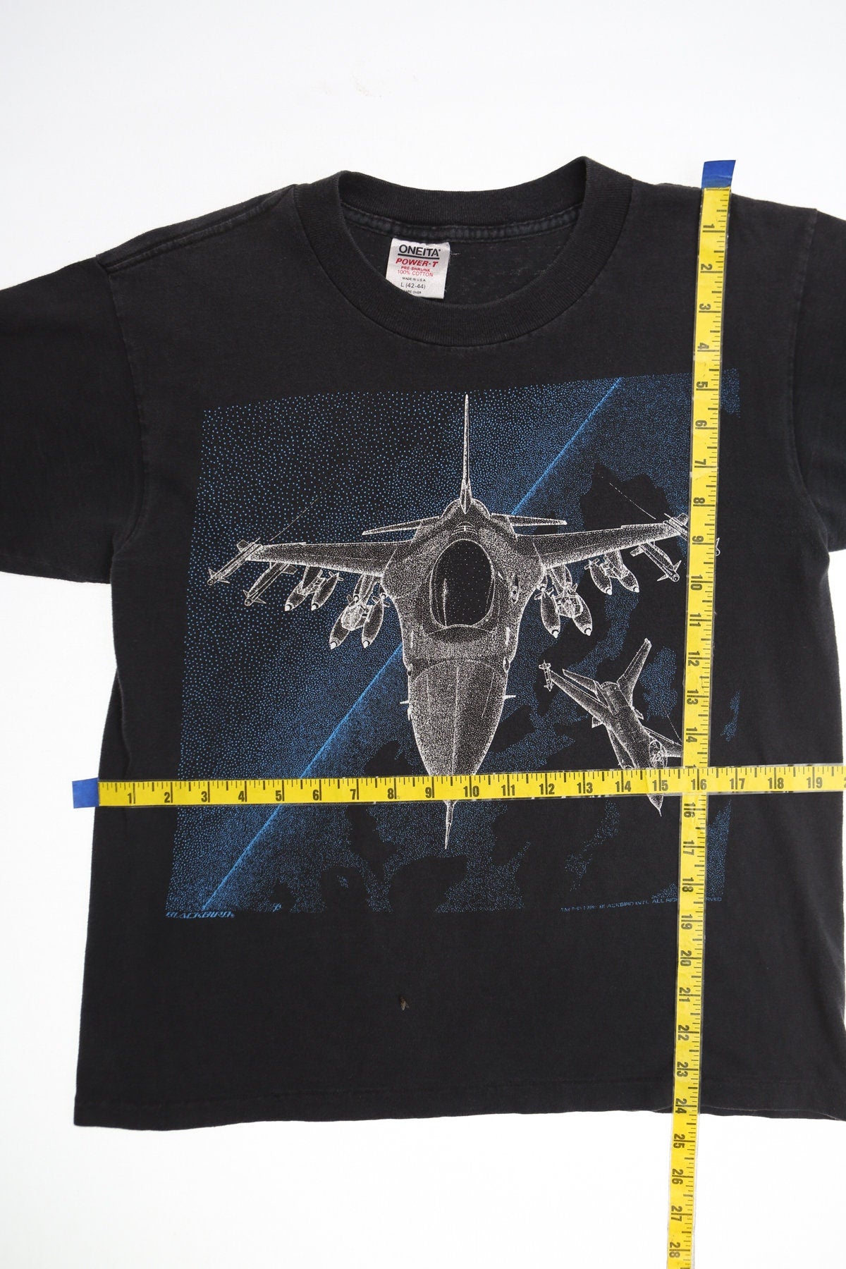 Vintage Black Graphic T-shirt - F-16 Fighter Jet Tactical Fighter Print