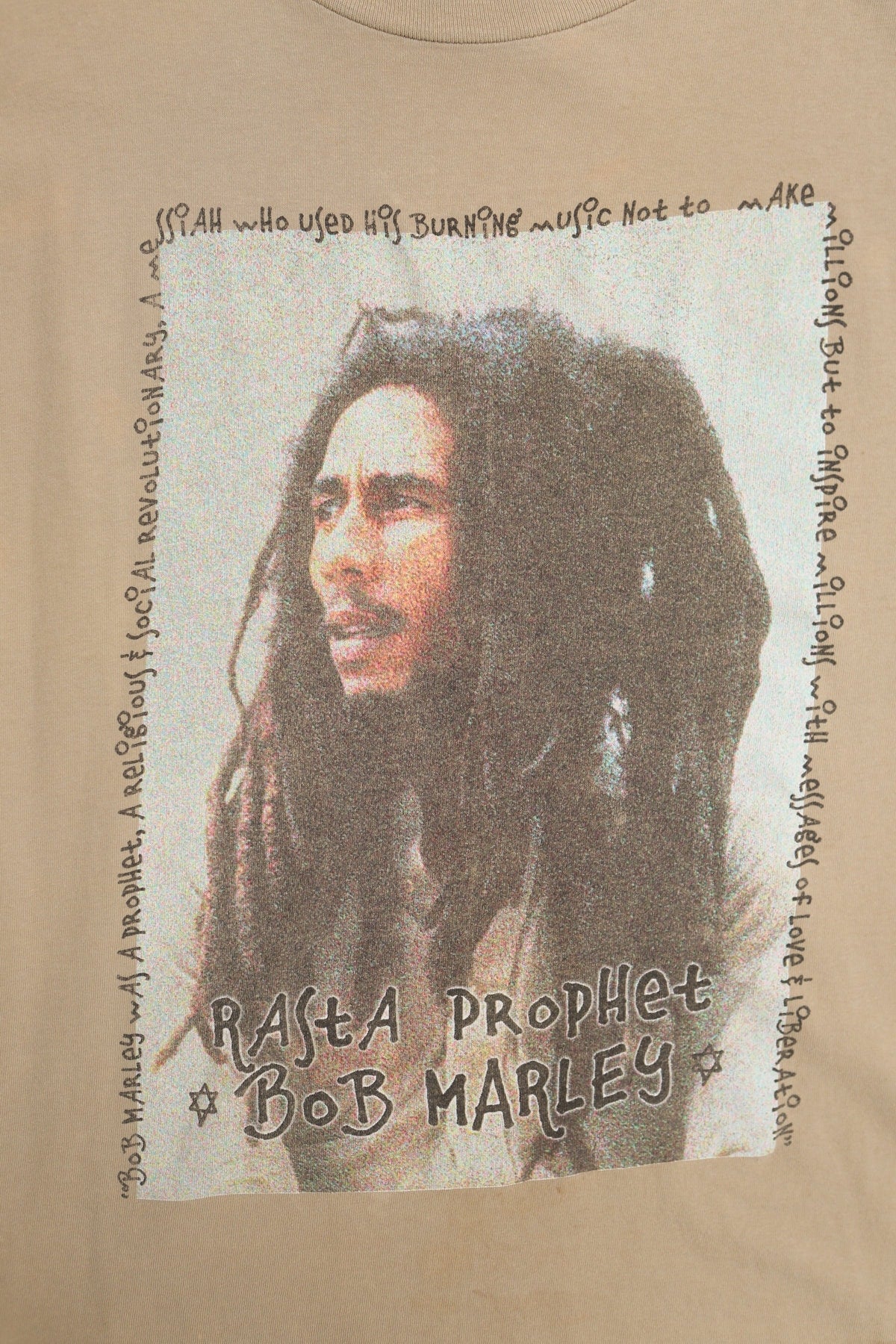 Bob Marley Beige Graphic T-shirt - Rasta Prophet