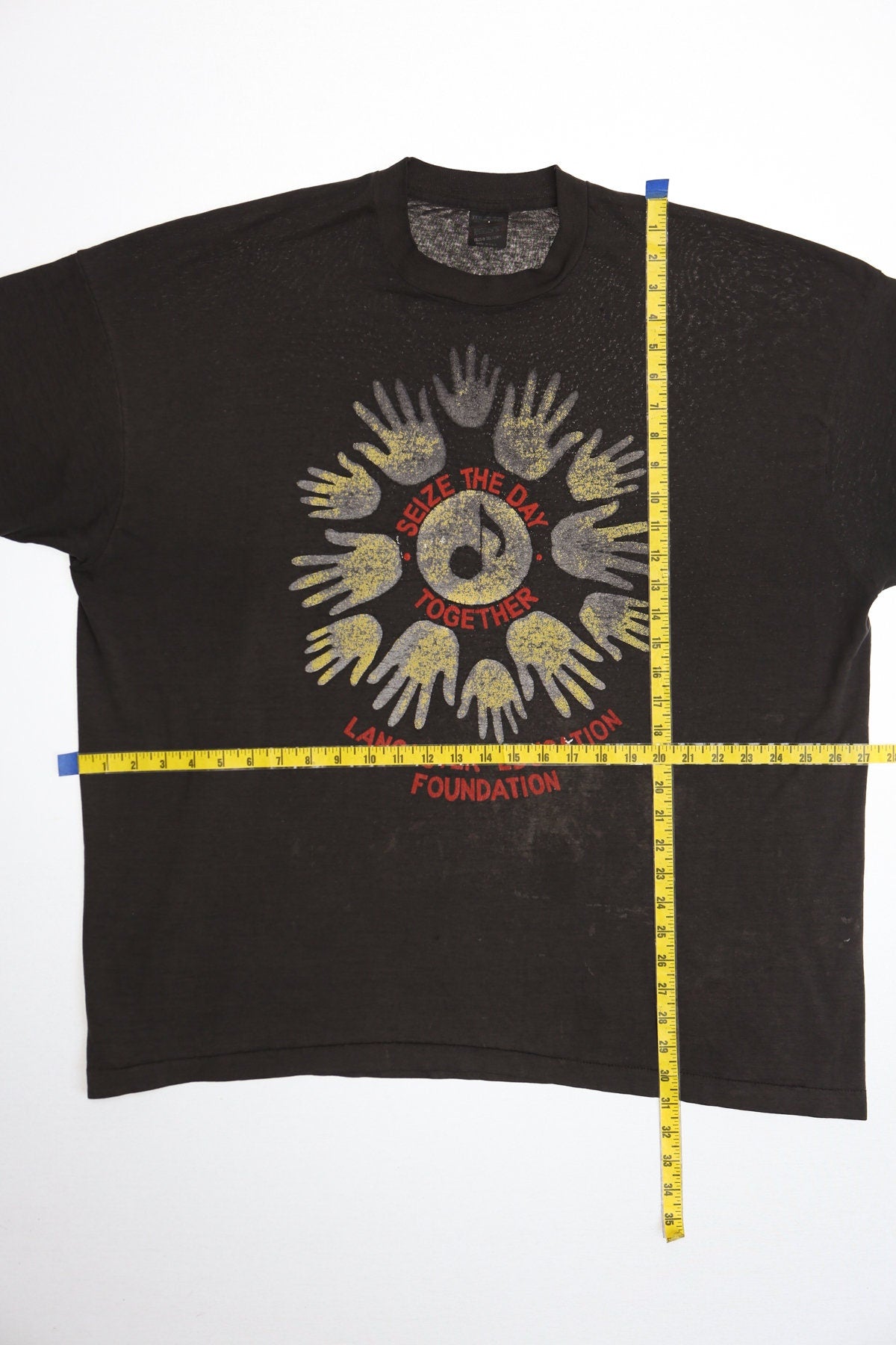 Vintage Music Black Graphic T-shirt - Seize The Day Together