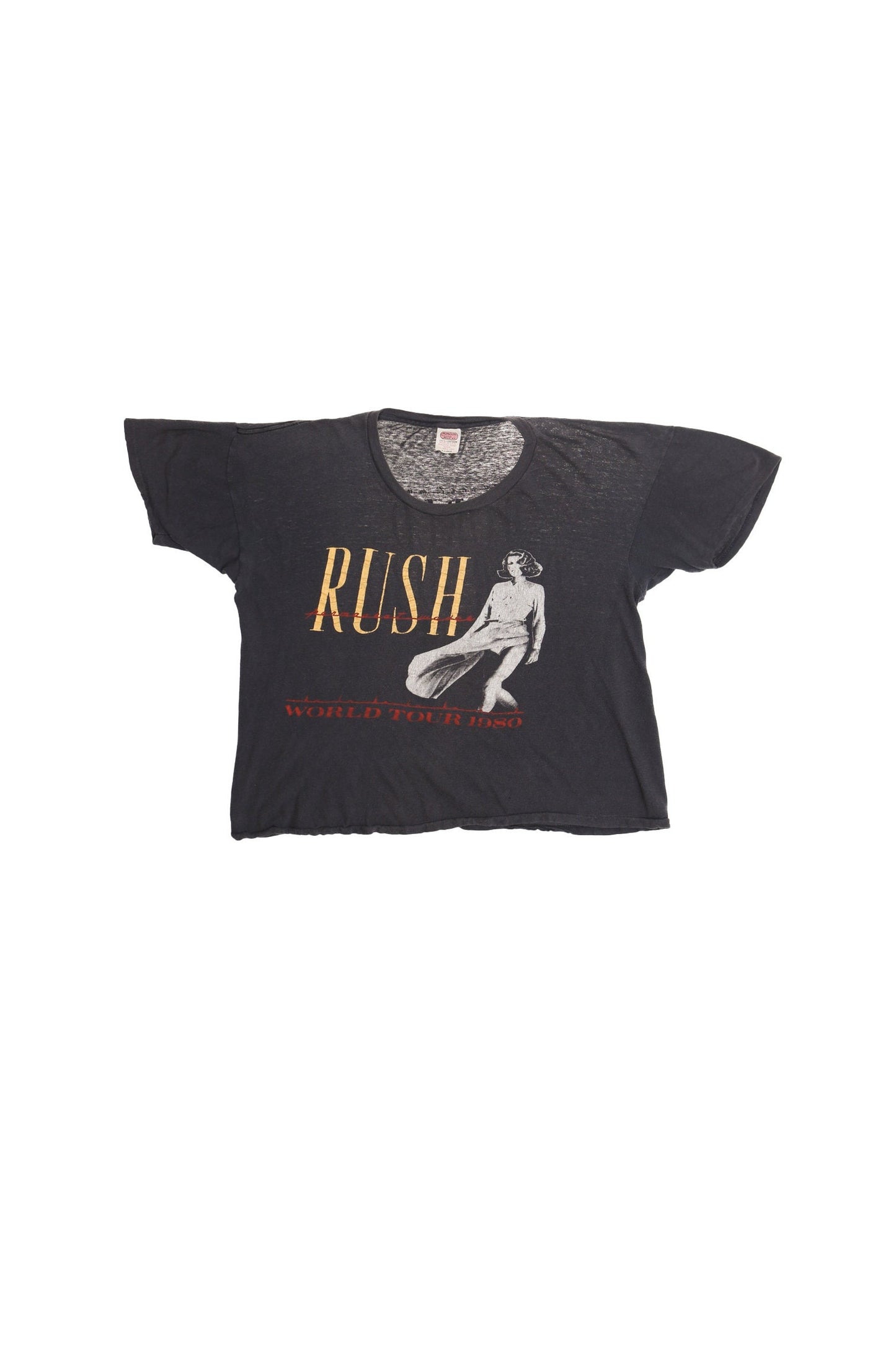 1980 World Tour Permanent Waves Rush Black Graphic T-shirt