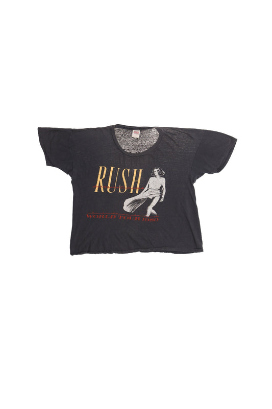 1980 World Tour Permanent Waves Rush Black Graphic T-shirt