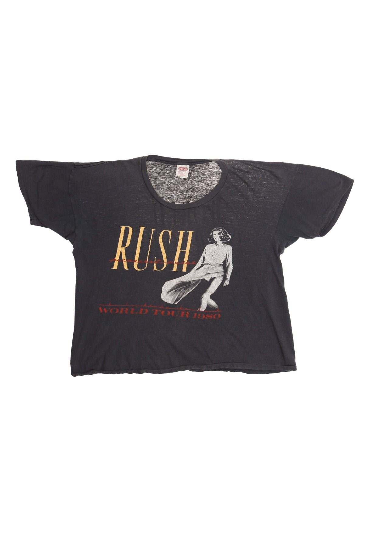 1980 World Tour Permanent Waves Rush Black Graphic T-shirt