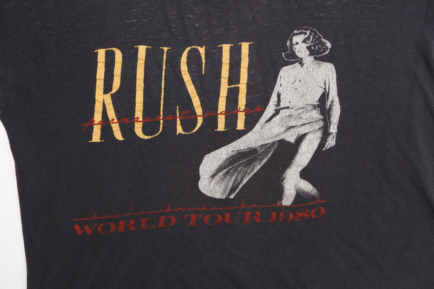1980 World Tour Permanent Waves Rush Black Graphic T-shirt