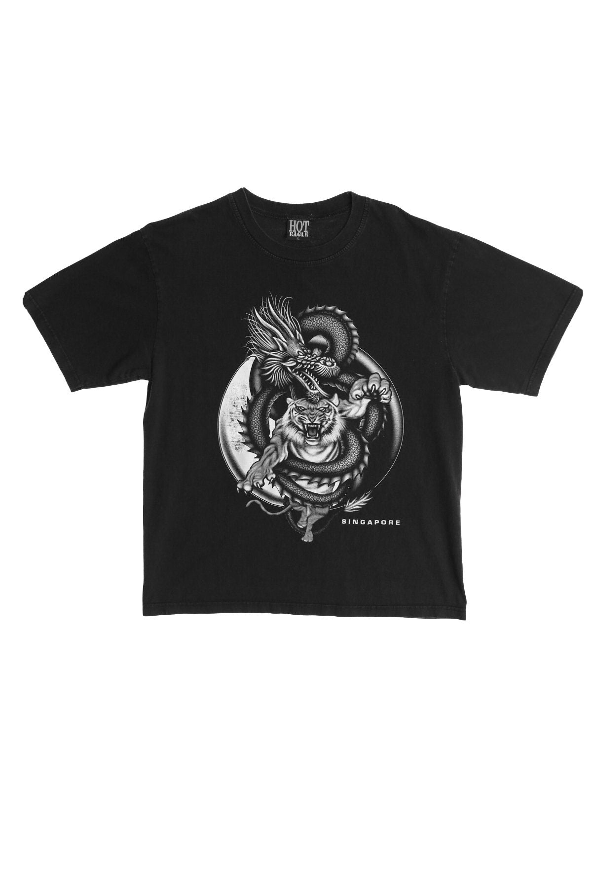 Singapore Tiger VS Dragon Graphic Black Shirt