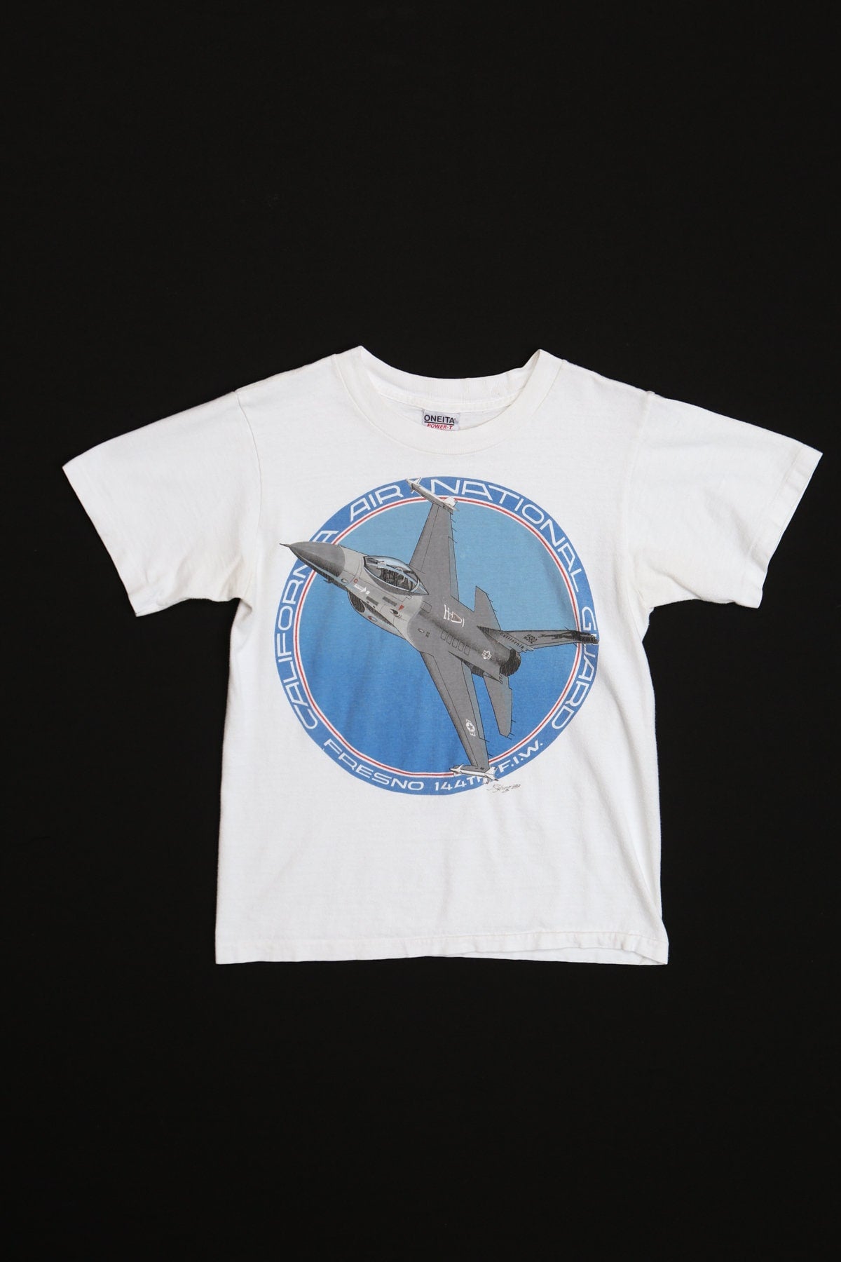 Fighter Jet White Graphic Shirt - 90's