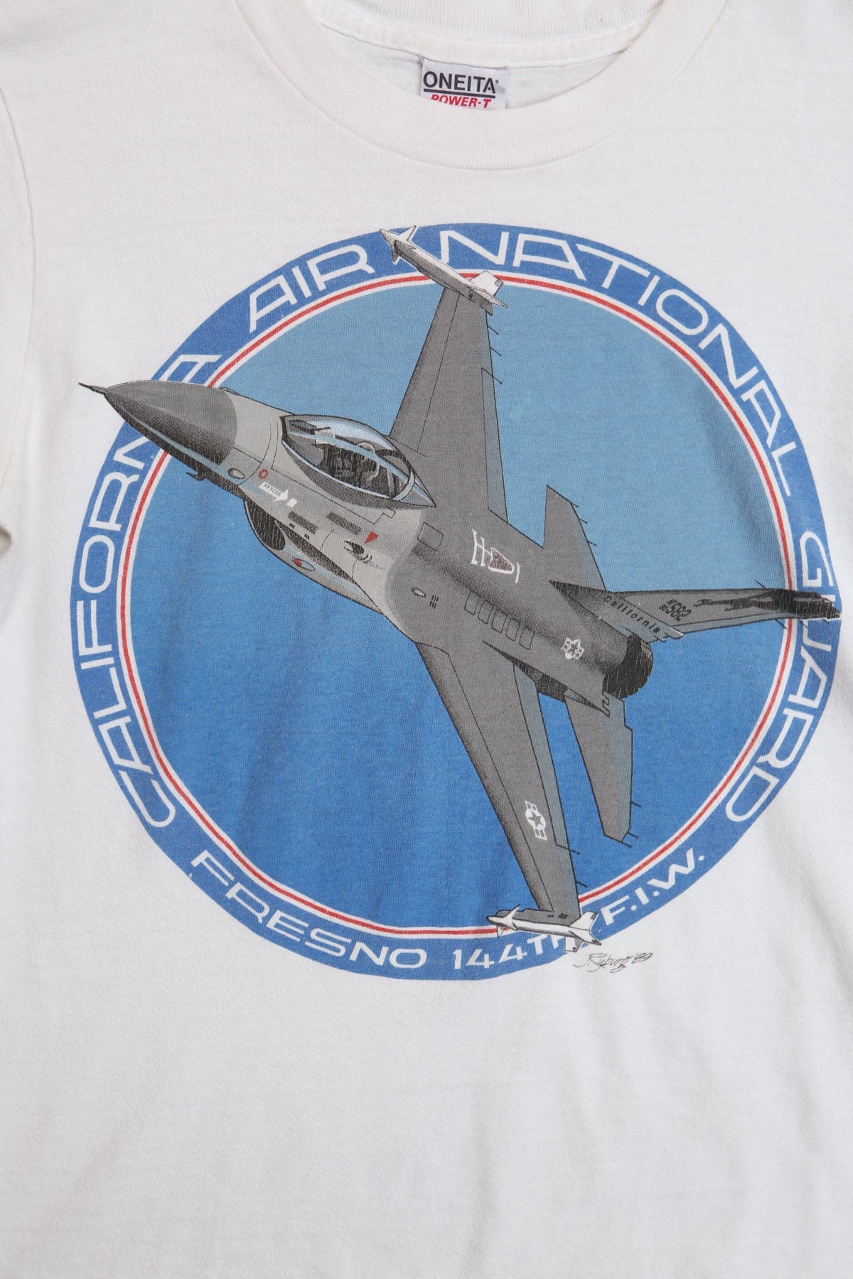 Fighter Jet White Graphic Shirt - 90's