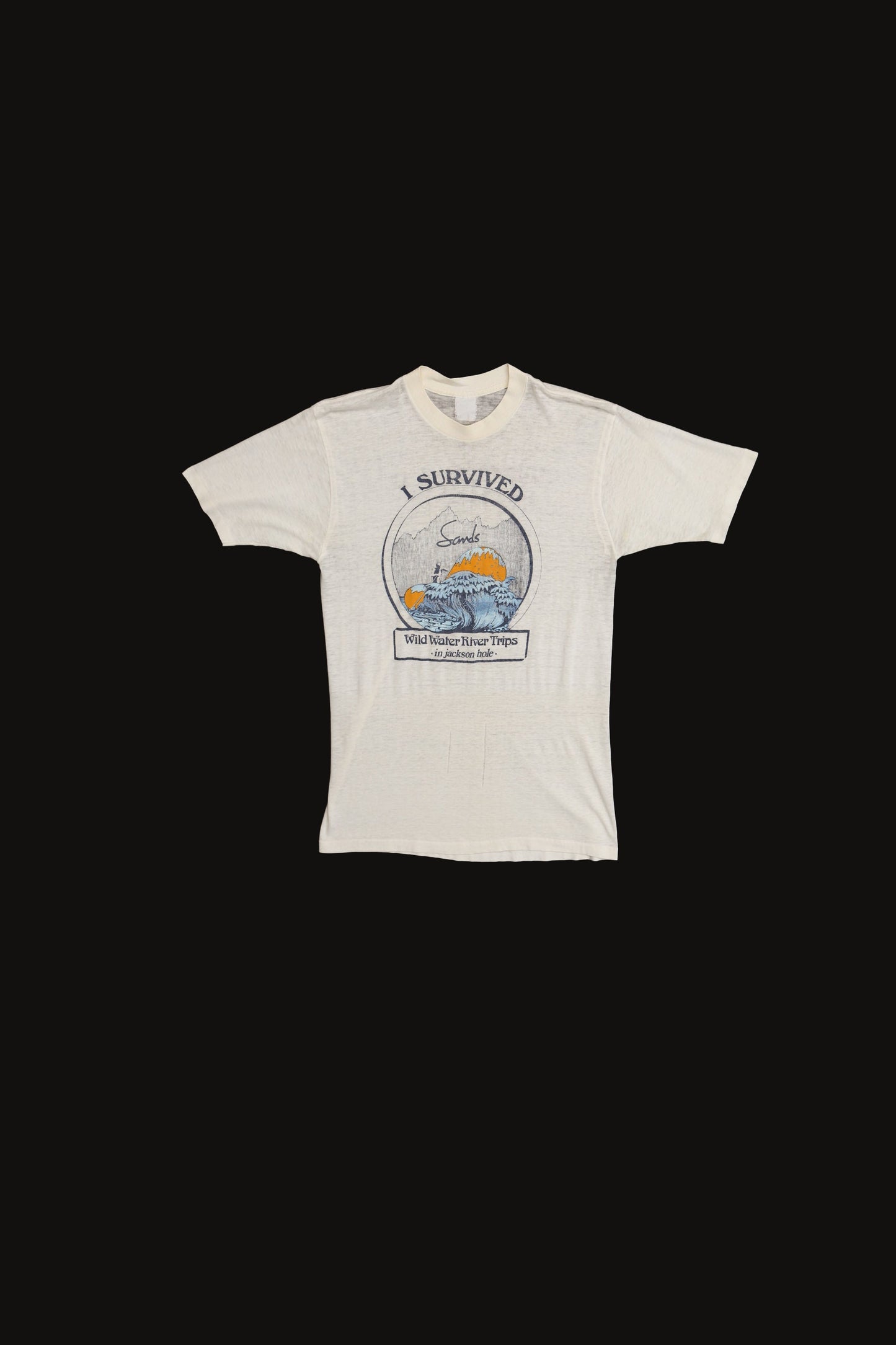 Vintage 70's Graphic T-shirt - I Survived Sands Wild Water River Trips In Jackson Hole