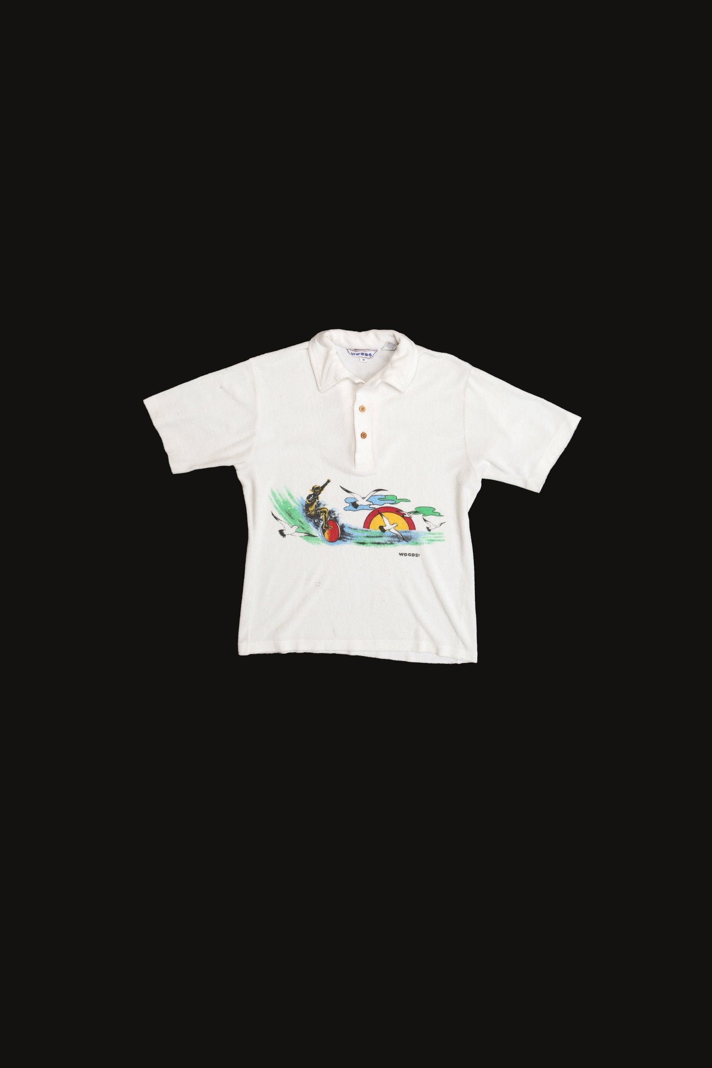 Vintage Surfing White Terrycloth Graphic Shirt