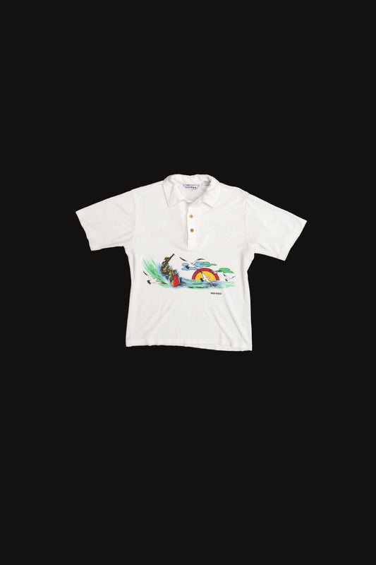 Vintage Surfing White Terrycloth Graphic Shirt