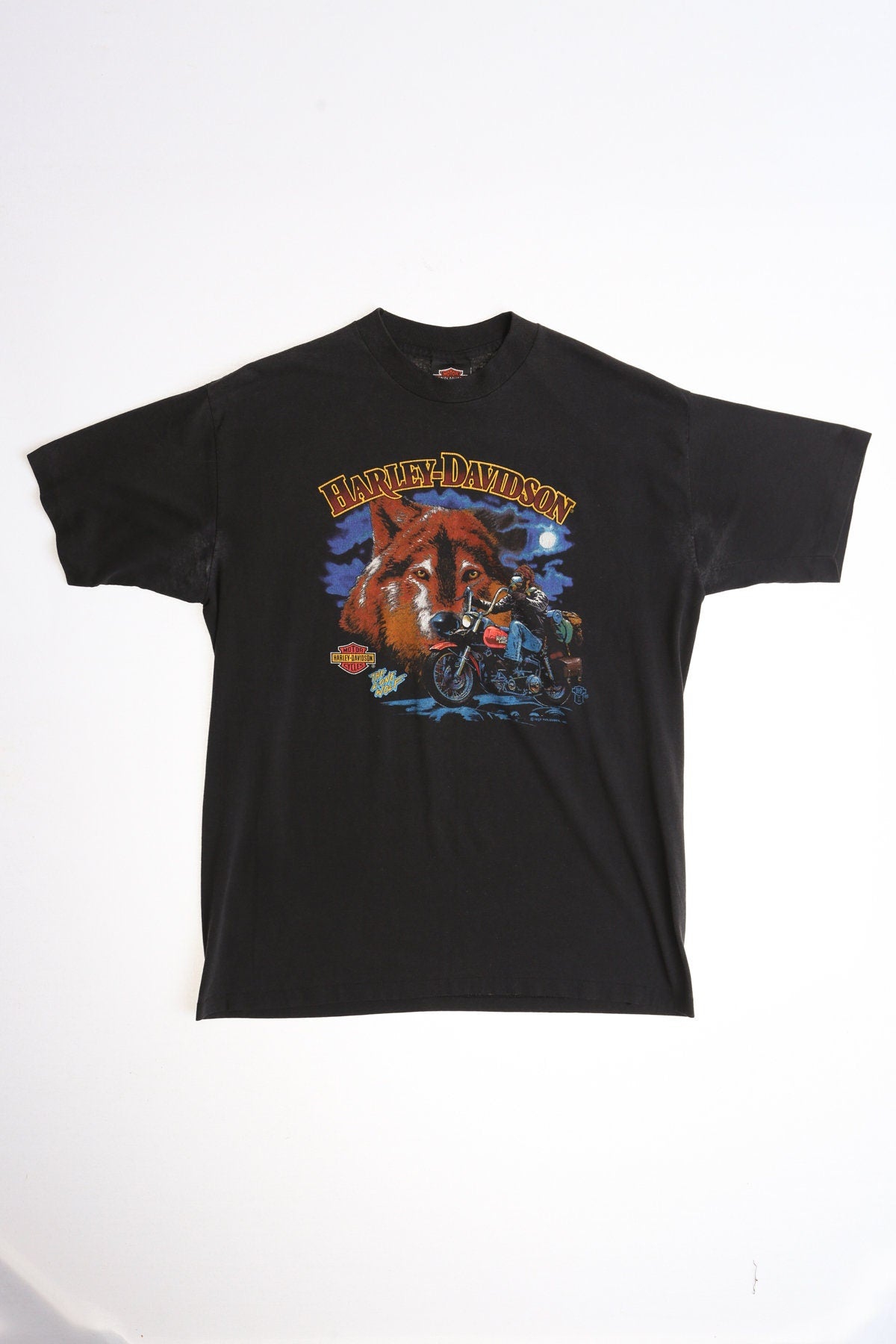 Harley Davidson The Lone Wolf Walker's Eng & Frameworks Shop Carson California Graphic Shirt