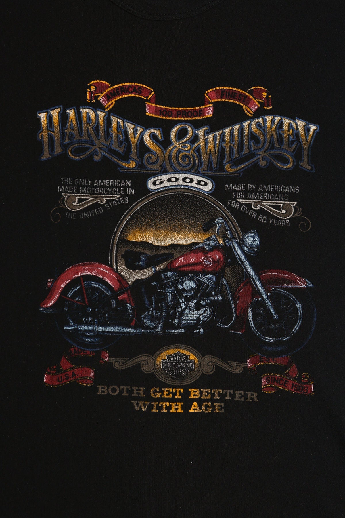 Biker Black Graphic Shirt Harley's and Whiskey's Both Get Better with Age