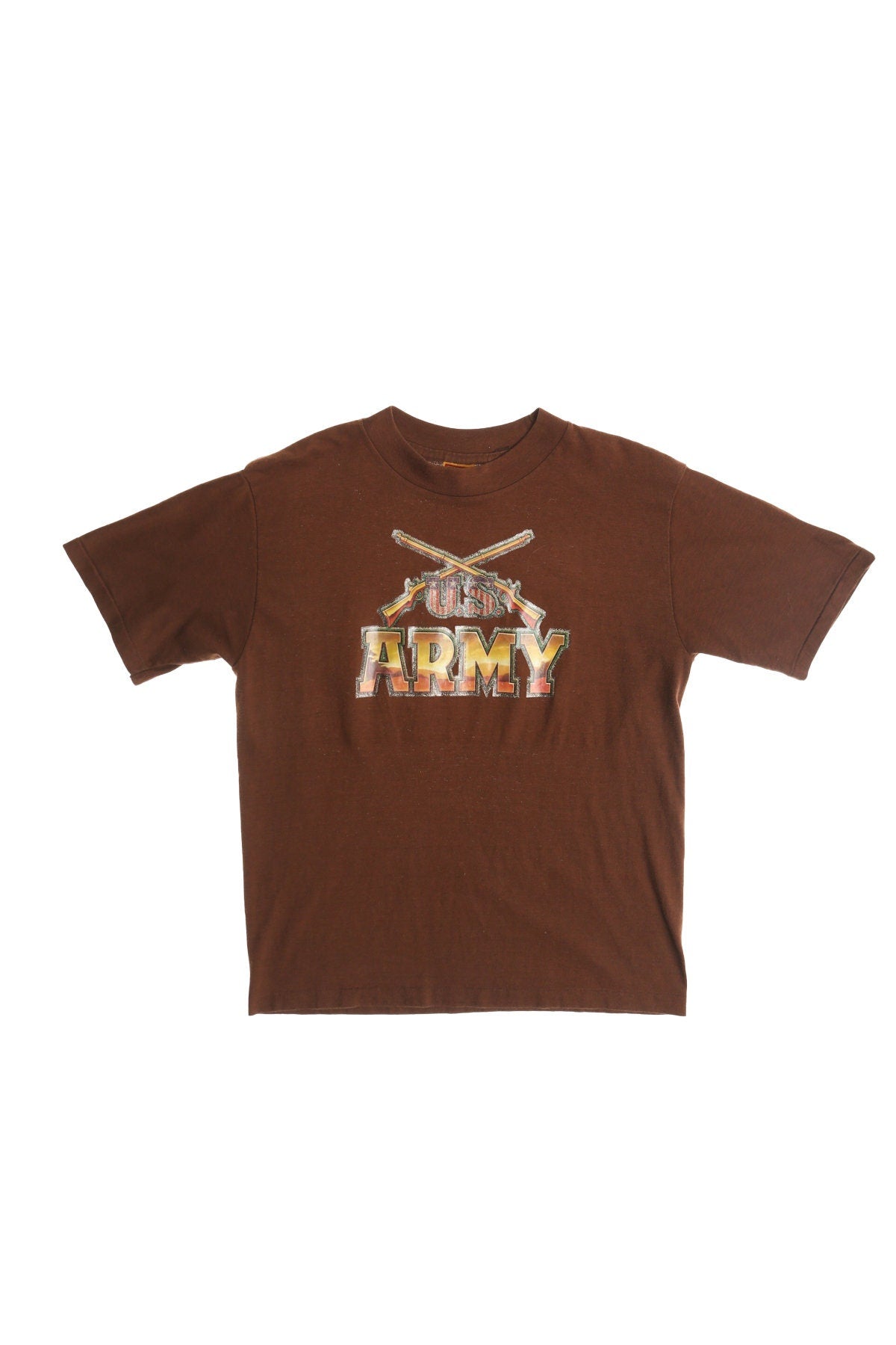 70's Iron Print Army Brown Shirt