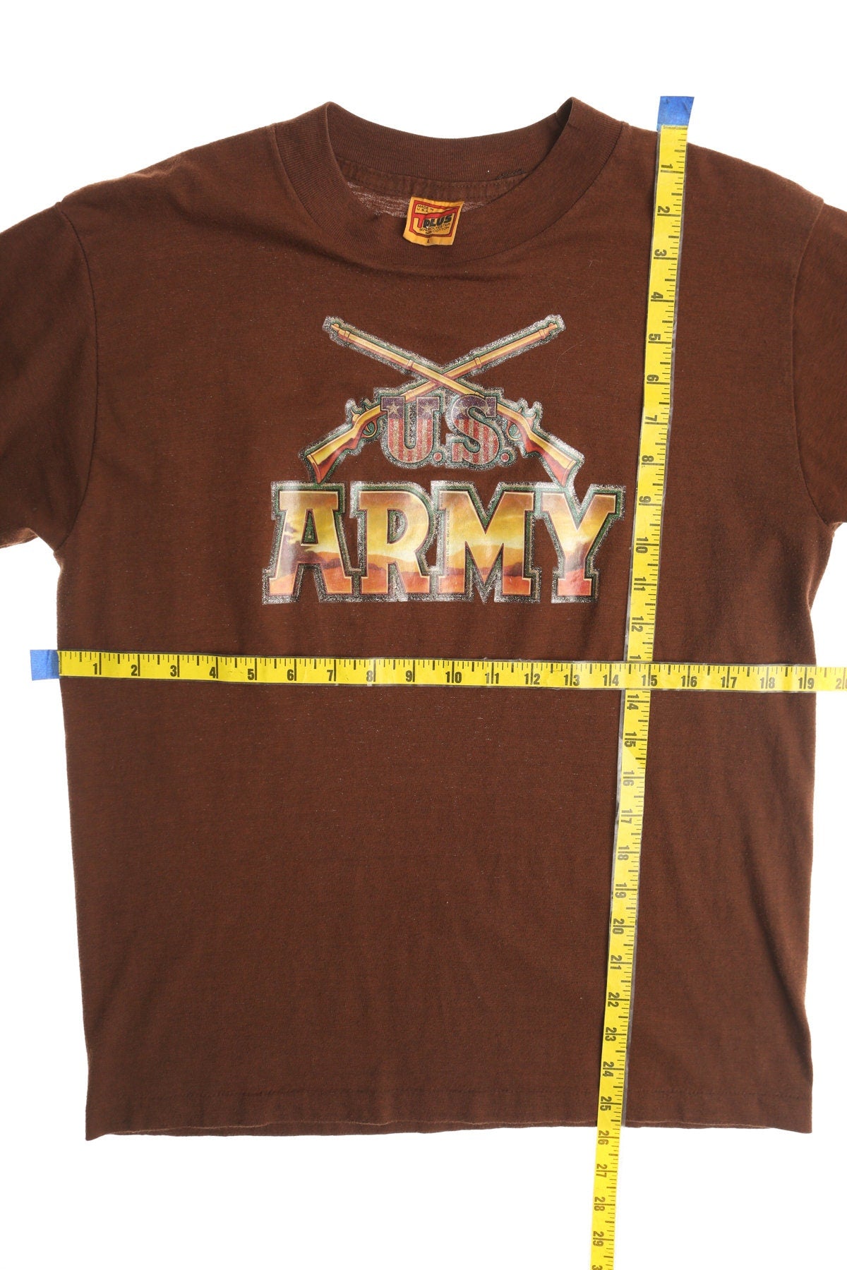 70's Iron Print Army Brown Shirt