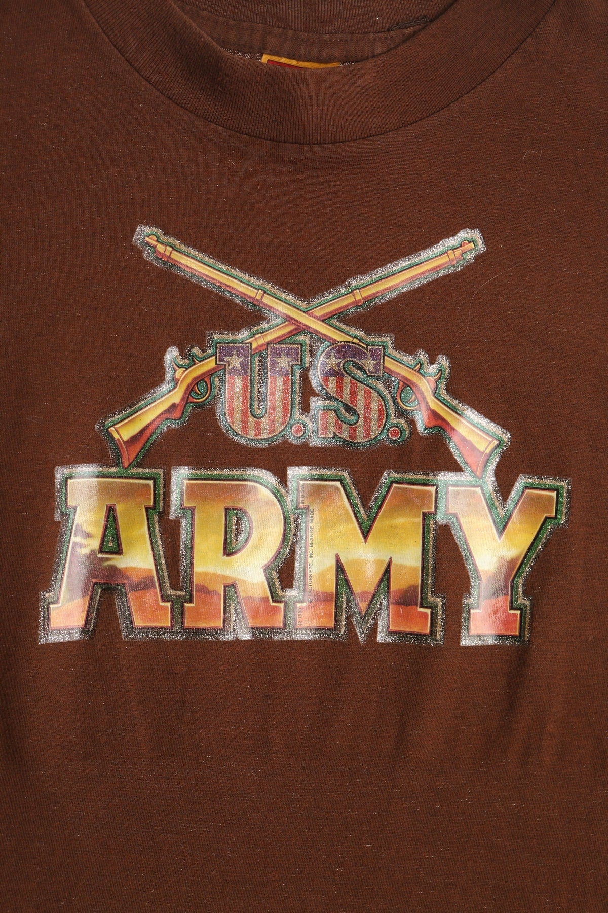 70's Iron Print Army Brown Shirt