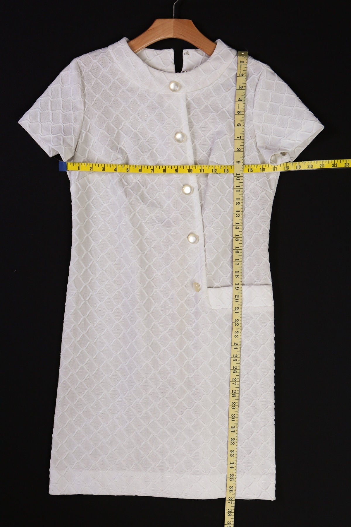 70's Women White Polyester Casual Dress