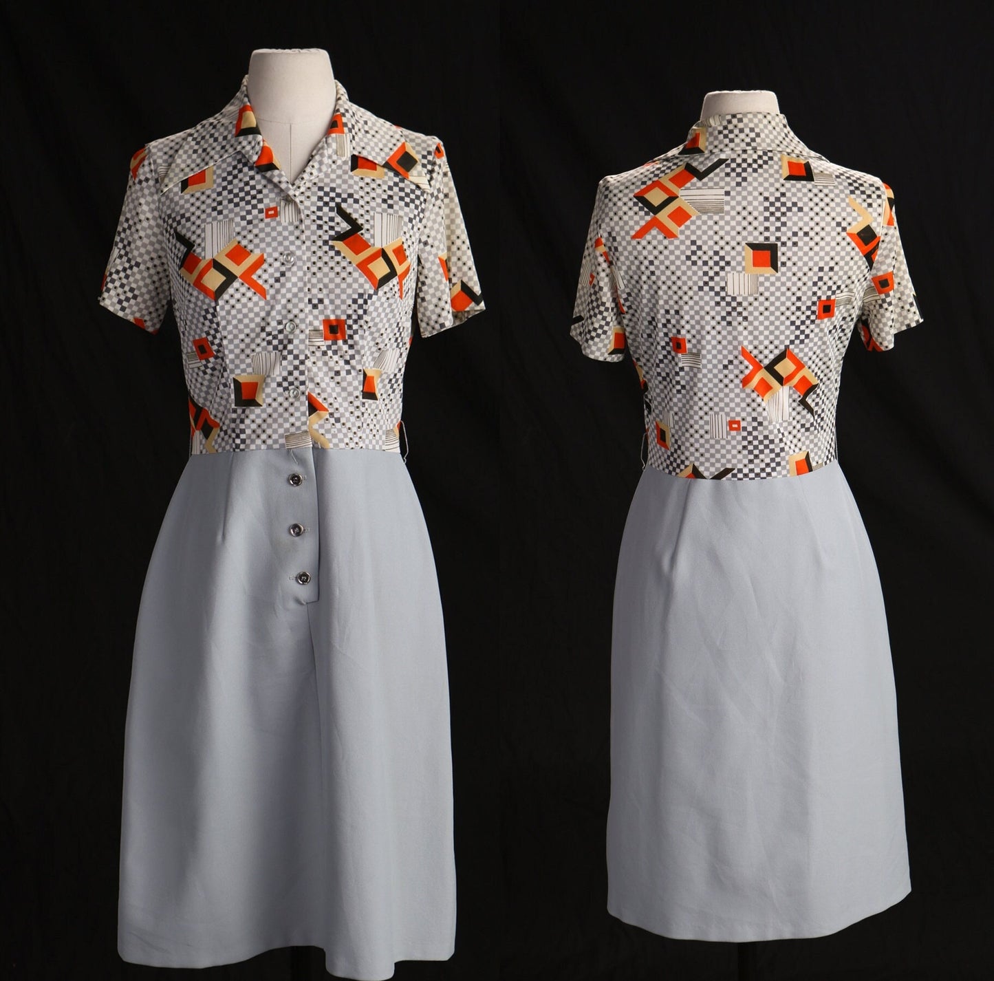 70's Gray Casual Dress