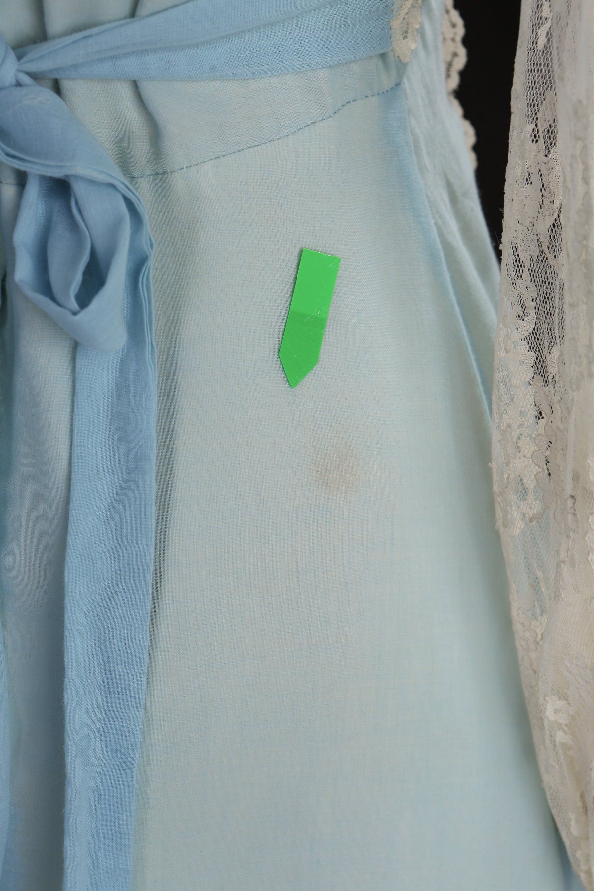 Vintage Prairie Blue Long Lace 70's Cotton Dress