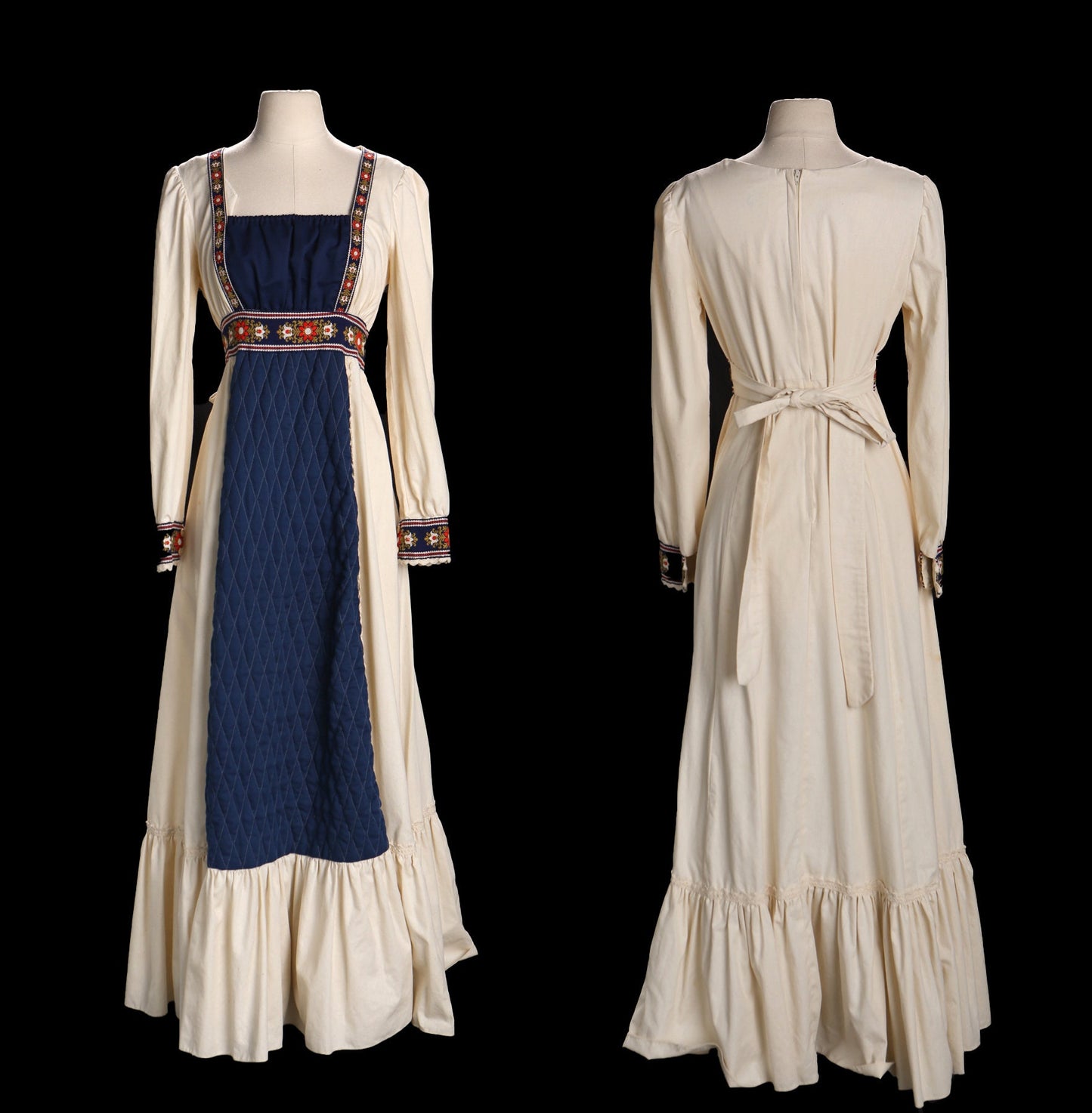 Vintage 70's Boho Beige Long Summer Dress