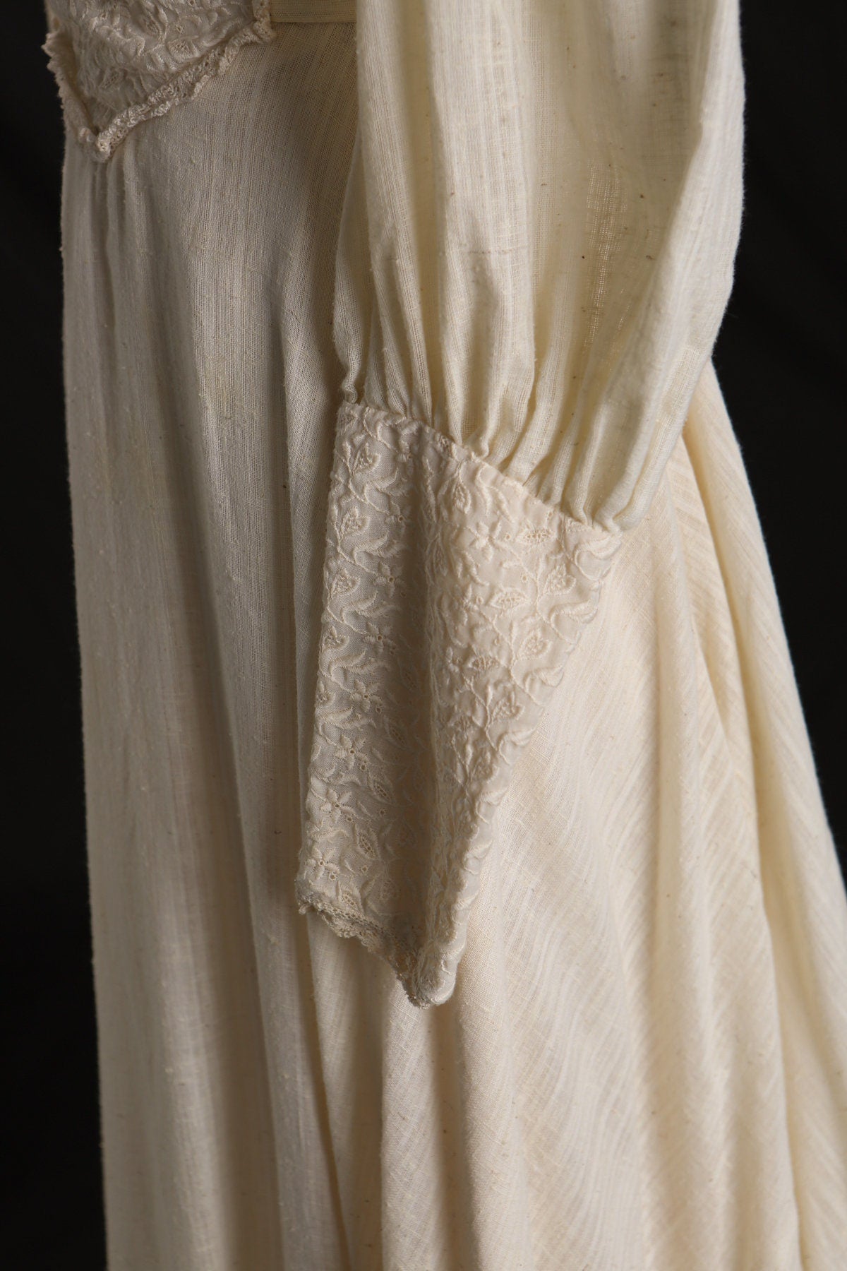 Vintage Beige Prairie Long Western Boho Cotton Dress