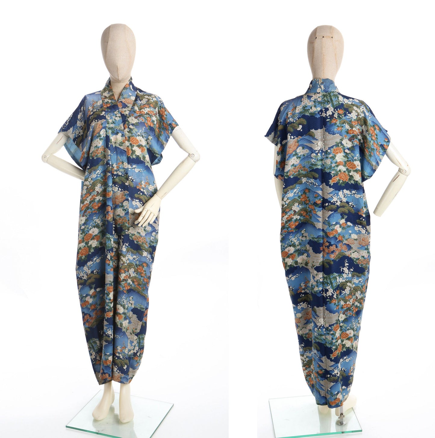 Kimono Robe - Blue Floral Print