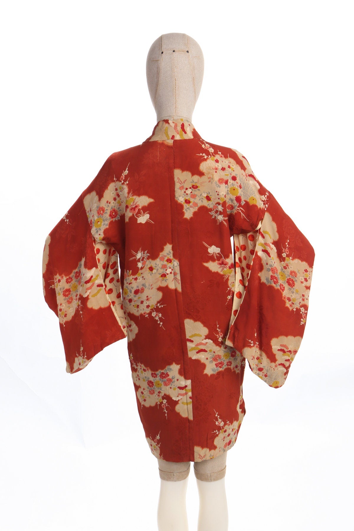 Kimono Robe - Orange Floral Print