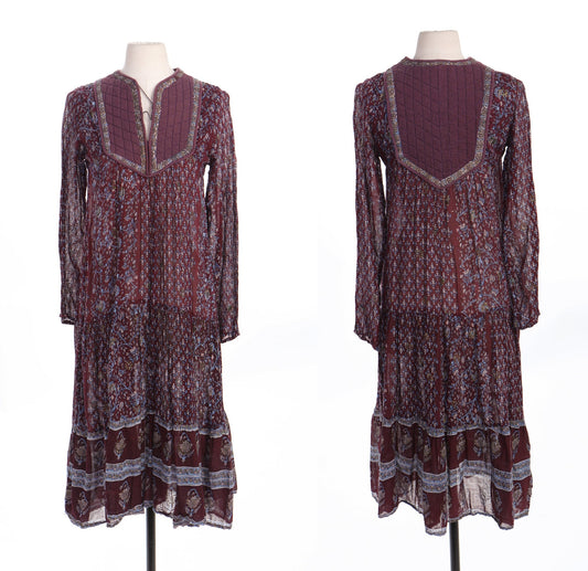 Women Floral Block Print Boho Summer Dress