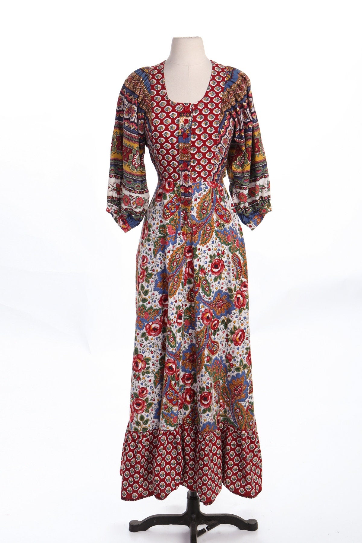 70's Patchwork Cotton Summer Dress