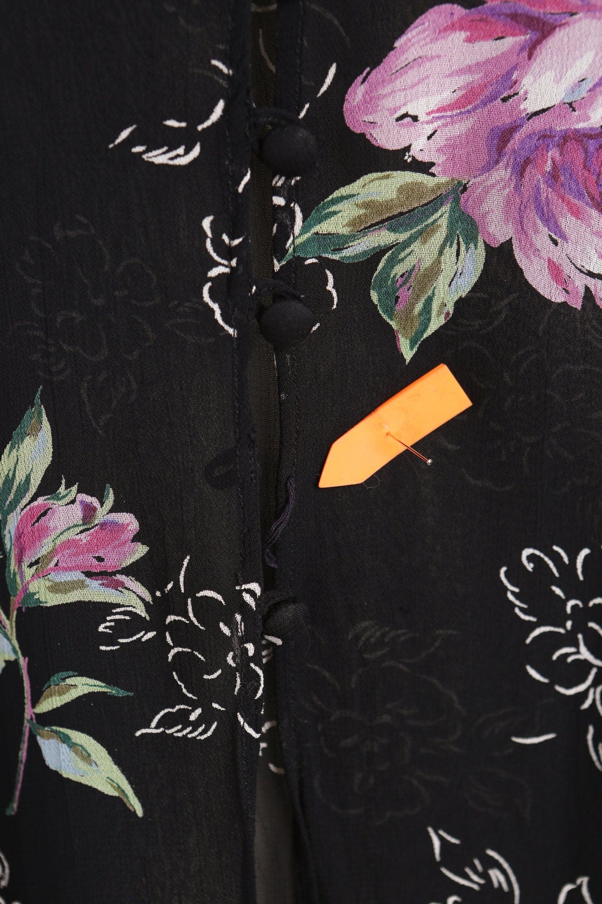 90's Floral Print Black Long Summer Dress