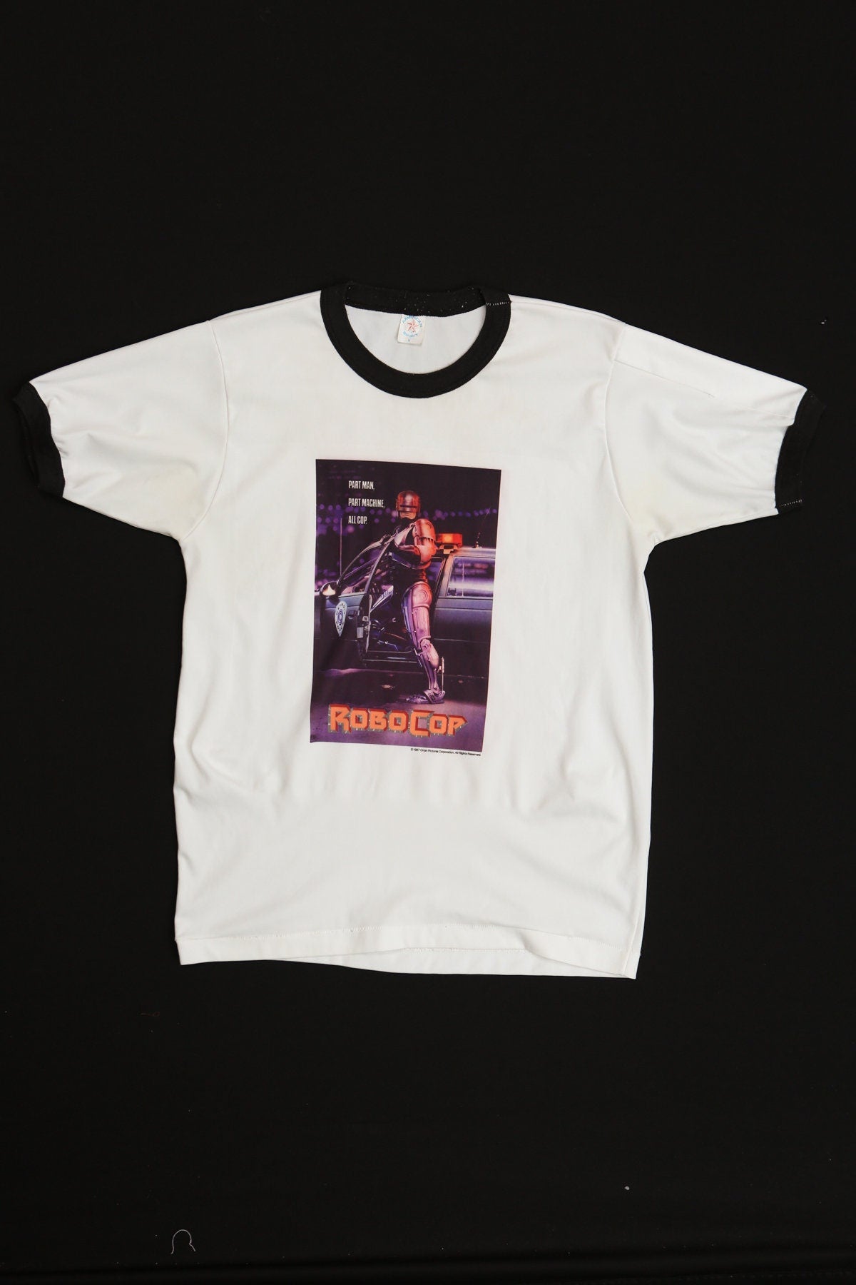 Vintage RoboCop Print White Graphic T-shirt