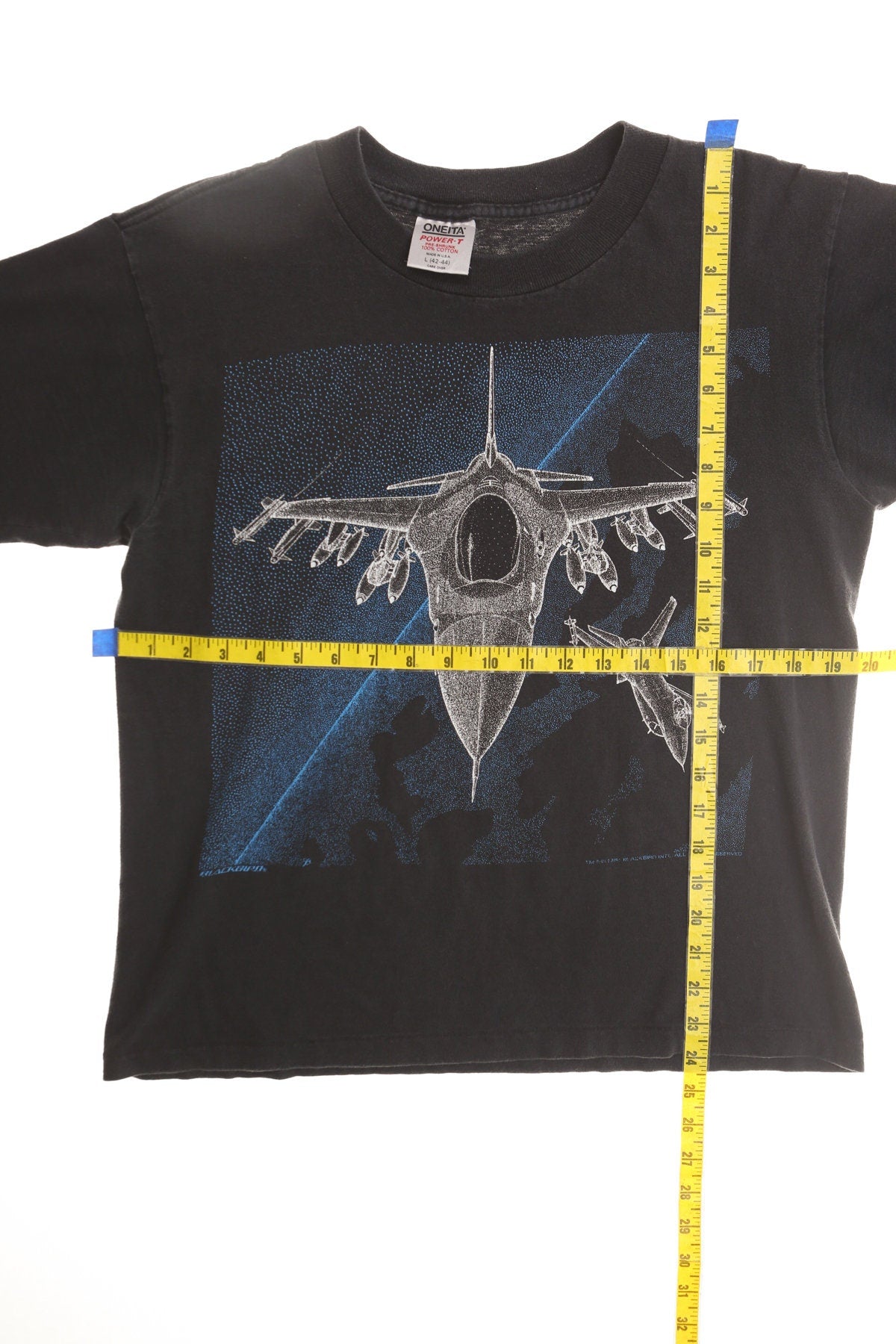 90's Fighter Jet Black Graphic T-shirt