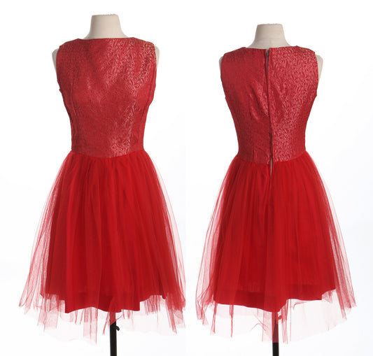 Women 50's Red Ball Gown Cocktail Dress