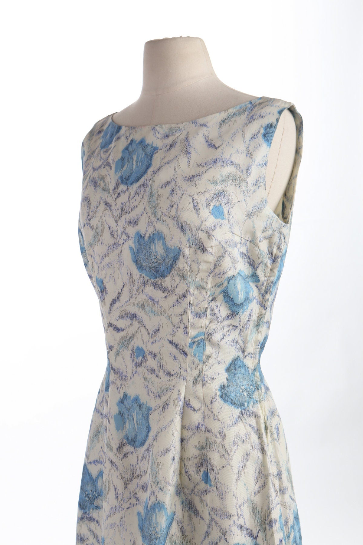 Women 50's White Floral Print Summer Dress