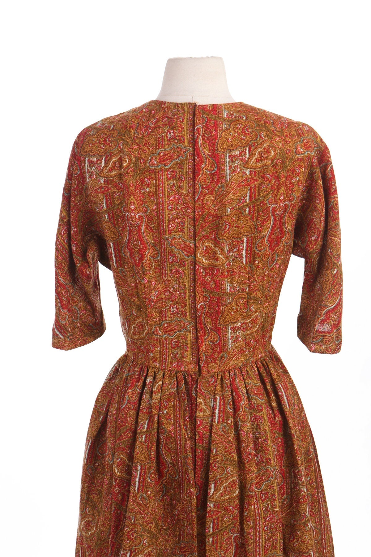 Women 50's Floral Print Red Summer Dress