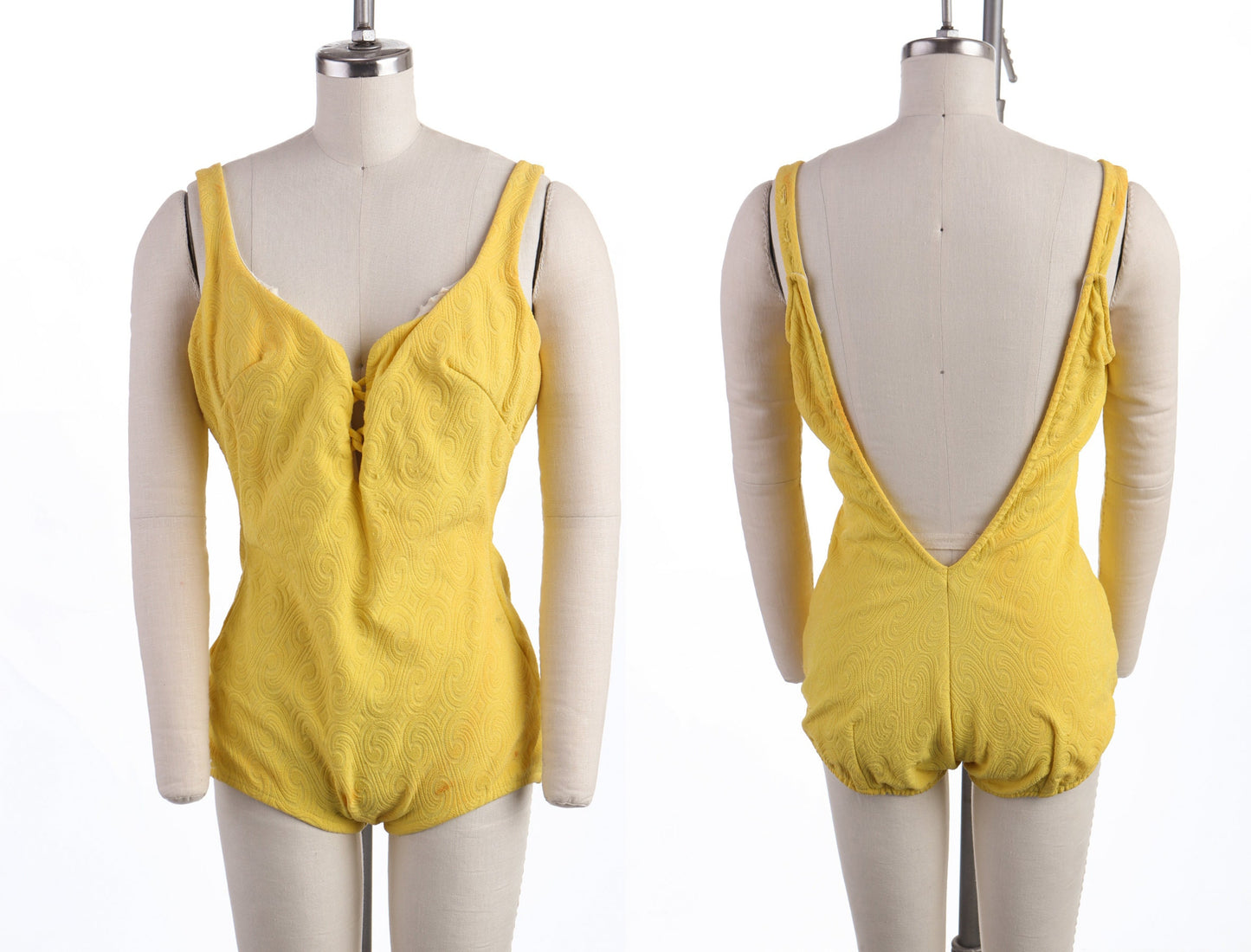 Vintage 70's Women Yellow Swimsuit