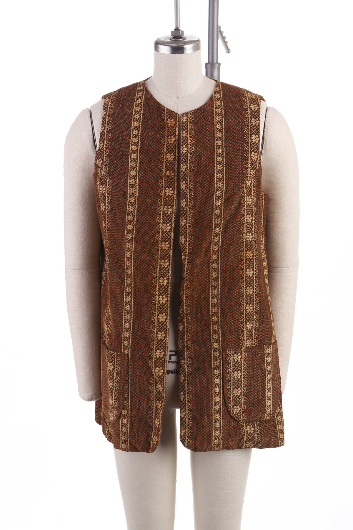 Vintage 70's Brown Hippie Floral print Vest