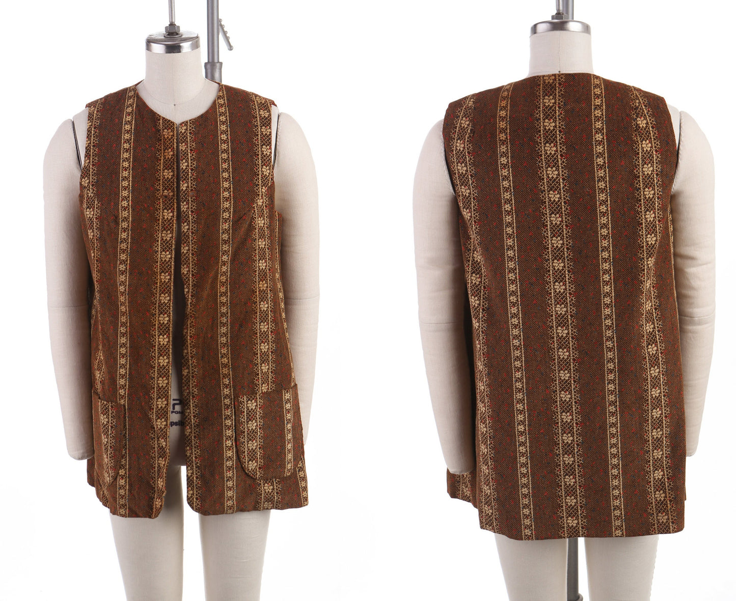 Vintage 70's Brown Hippie Floral print Vest