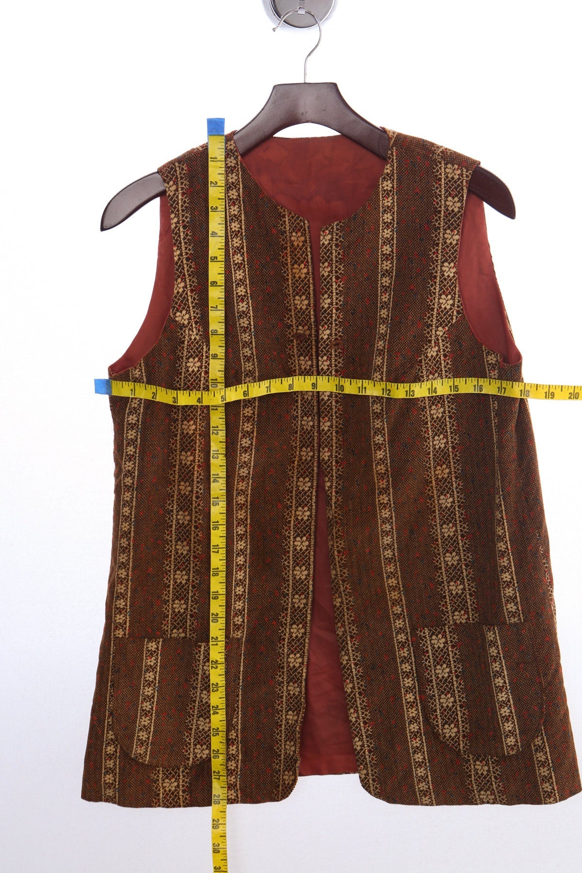 Vintage 70's Brown Hippie Floral print Vest