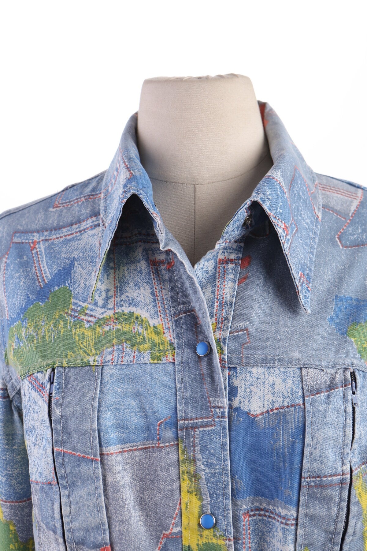 70's Women Cotton Button Up Blouse