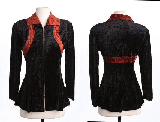 90's Women Black Zipper Top