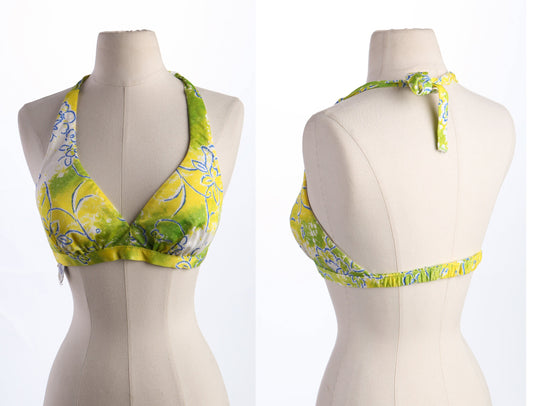 Women Bikini Top - Green Floral Print