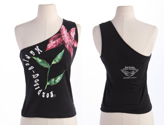 Vintage Women Biker Top - Harley Davidson - Hand Painted