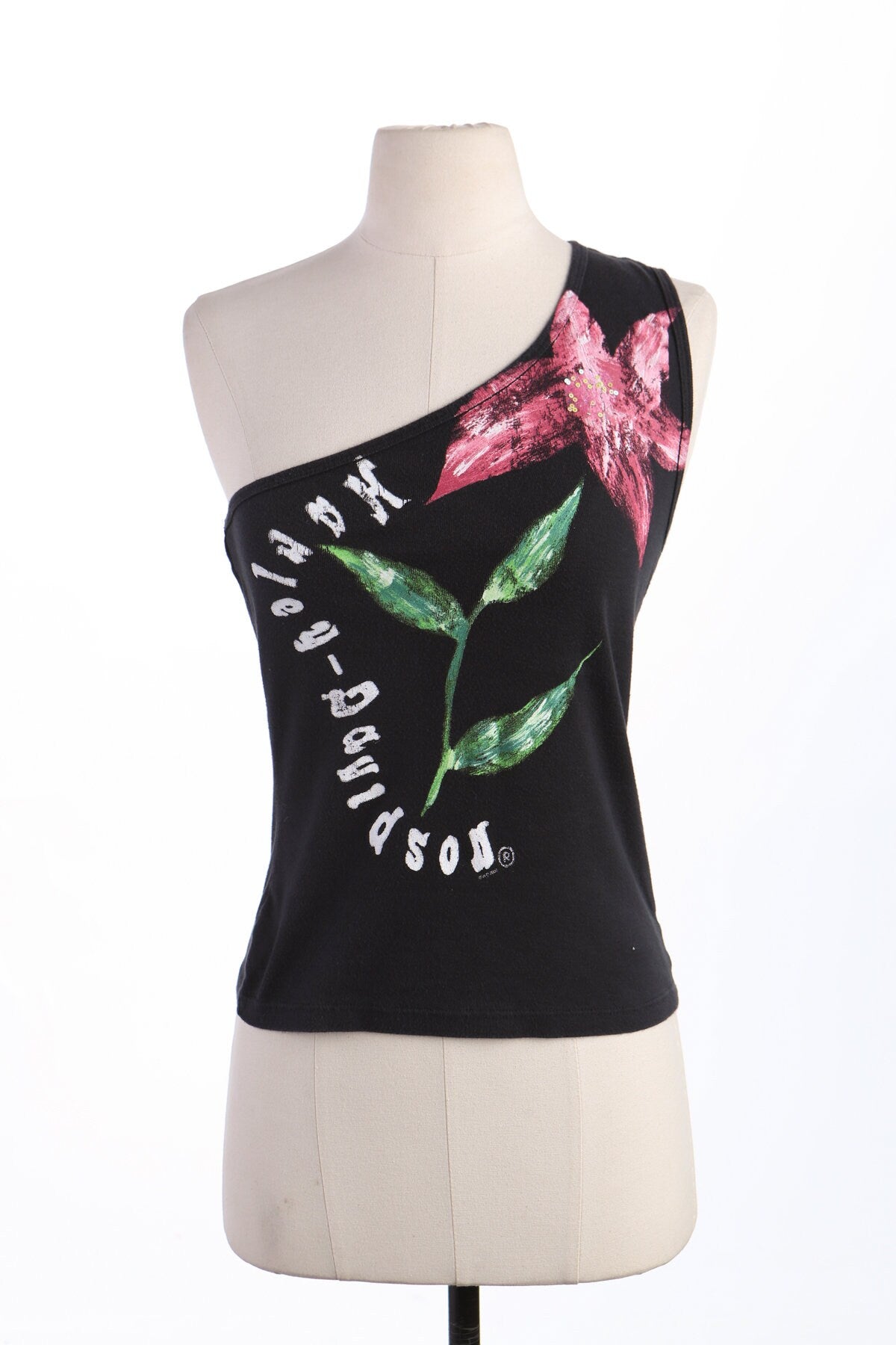 Vintage Women Biker Top - Harley Davidson - Hand Painted