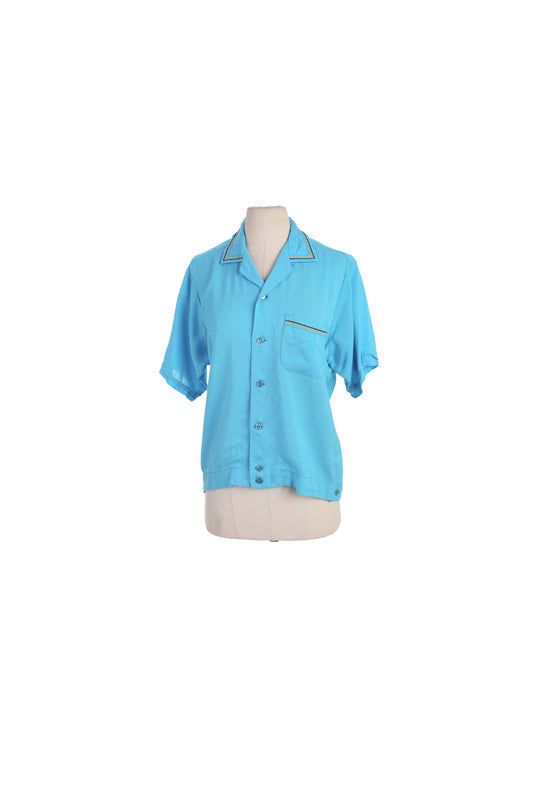 Vintage Blue Bowling Shirt - 50's - King Louie By Holiday