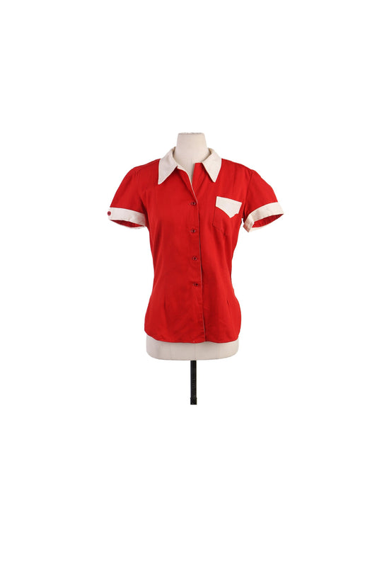 Vintage Women Red Bowling Shirt
