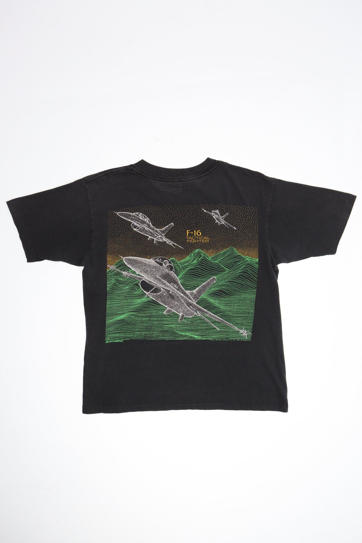 Vintage Black Graphic T-shirt - F-16 Fighter Jet Tactical Fighter Print